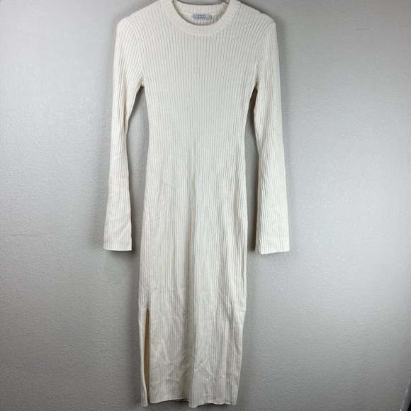 Ayr Dress Women Small Sweater Merino Wool Blend Long Sleeve Bodycon Ivory‎ Cream - Picture 1 of 11